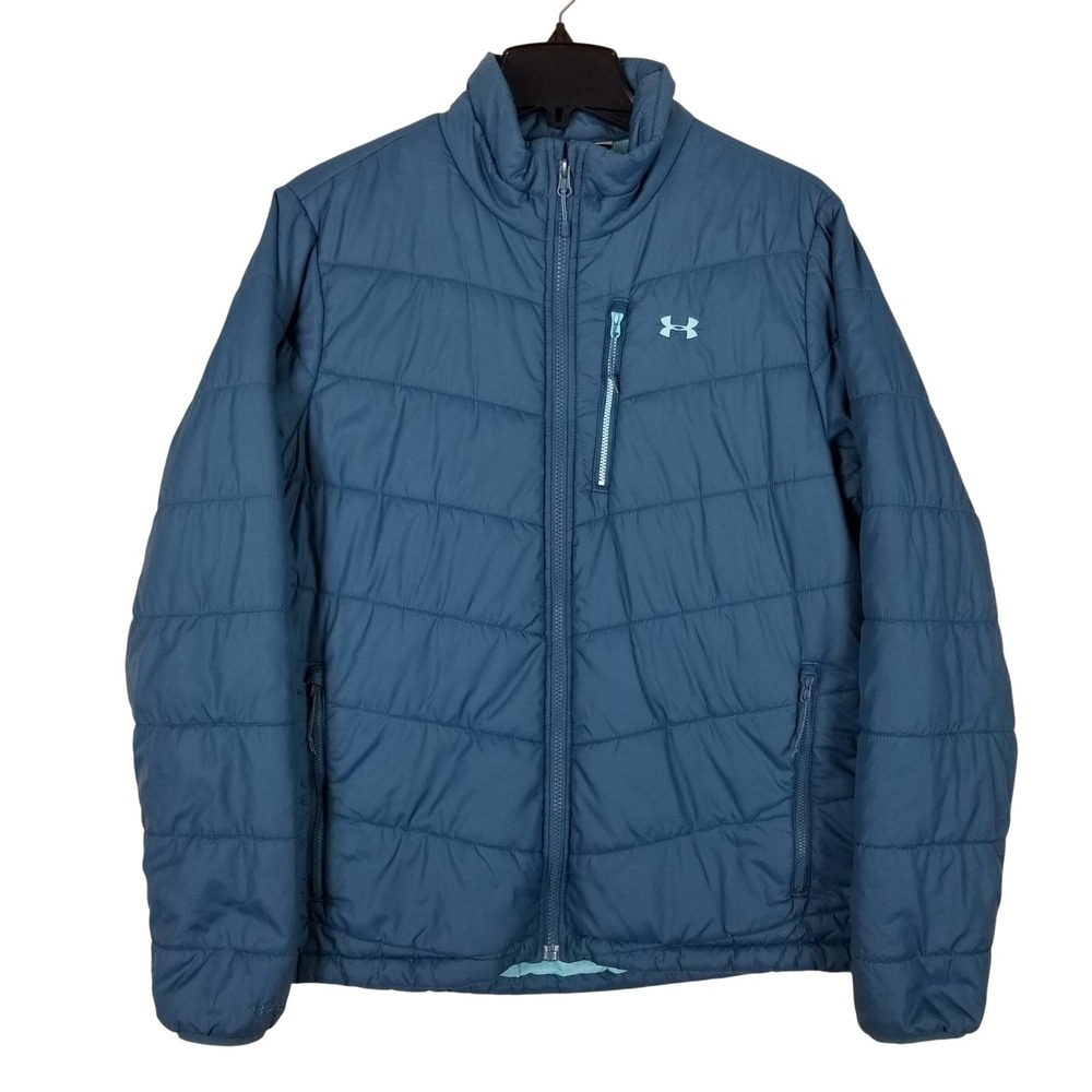 Under Armour Puffer Jacket Men‎ XL Blue ColdGear Infrared Insulated Quilted Zip